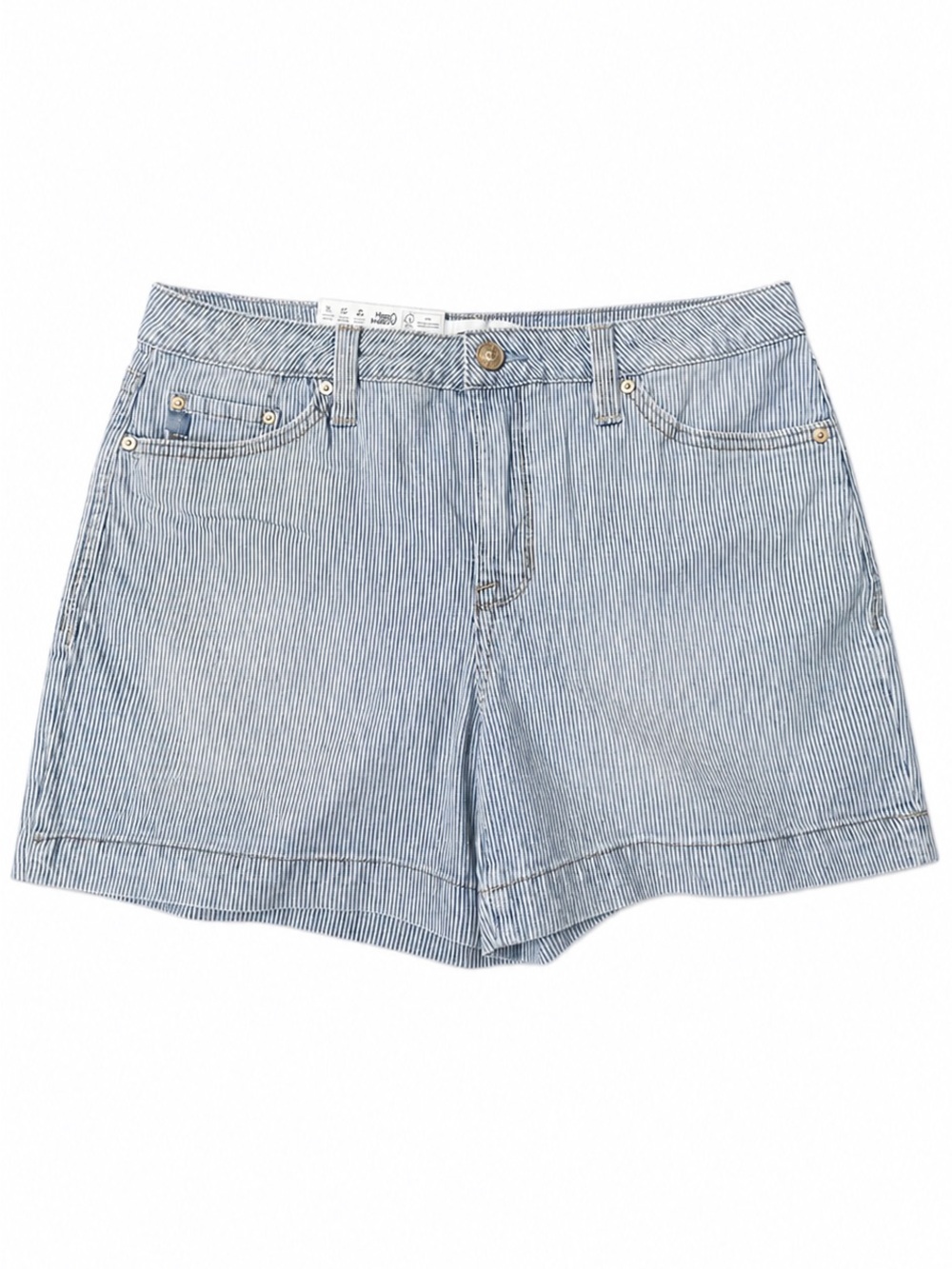 Seven7 Blue & White Pinstripe Denim-Style Women's Shorts